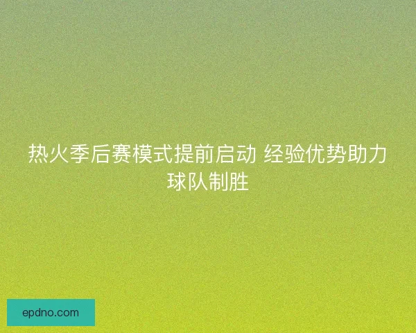 热火季后赛模式提前启动 经验优势助力球队制胜