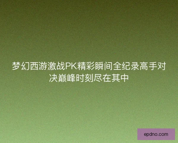 梦幻西游激战PK精彩瞬间全纪录高手对决巅峰时刻尽在其中