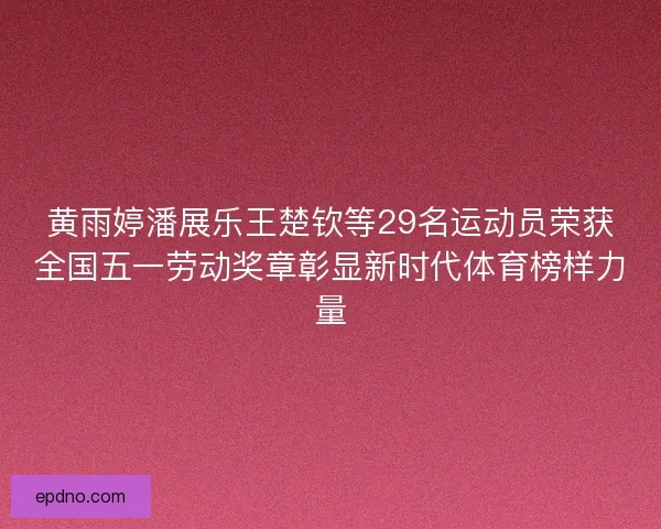 黄雨婷潘展乐王楚钦等29名运动员荣获全国五一劳动奖章彰显新时代体育榜样力量